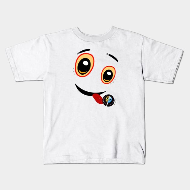 Happy Face Lollipop Star Kids T-Shirt by Angelic Gangster